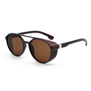 Retro Steampunk Sonnenbrille mit Seitenschutz und Doppelsteg in 45-Grad-Seitenansicht