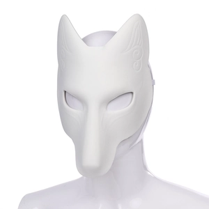 DIY white leather fox mask for hand-painted Japanese anime cosplay and costume parties