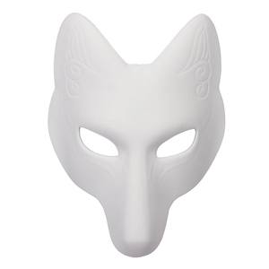 DIY white leather fox mask for Japanese anime cosplay and Masquerade party decoration