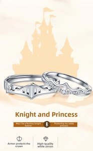 Detail of knight helmet and crown sterling silver rings set with pear-shaped zircon