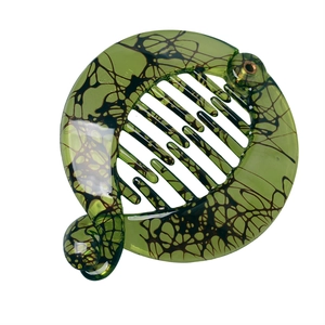 Green marble resin banana hair clip with interlocking teeth for women fashion