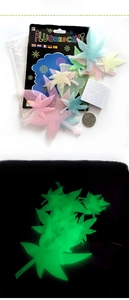 Glow-in-the-dark maple leaf wall stickers with fluorescent effect in diverse colors