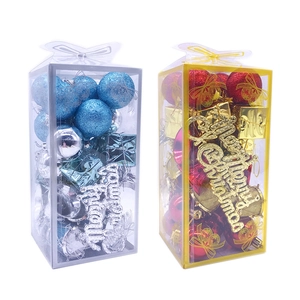 Christmas Tree Ornaments Plastic Balls Bells Drums Gift Boxes Merry Christmas Signs Holiday Home Decor Accessory