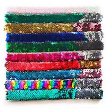 Assorted reversible sequin slap bracelets in vibrant colors for kids sensory play