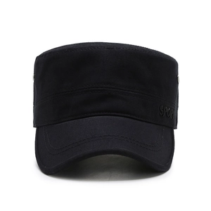 Classic black cotton cadet cap with SPORT embroidery and metal side eyelets