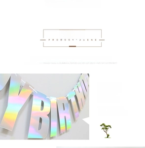Iridescent 250g pearlescent paper Happy Birthday banner with metallic laser finish