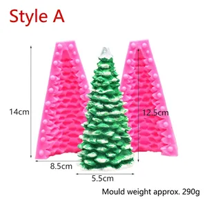 Macro detail of a 3D Christmas tree silicone mold with textured snow effect design