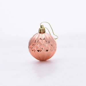 20pcs rose gold Christmas tree ornaments with textured geometric patterns and gold strings