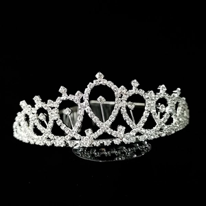 Detail of silver tiara hair comb with sparkling crystals for bridal parties