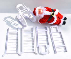 Detailed parts of musical climbing Santa Claus toy with white ladder components for assembly