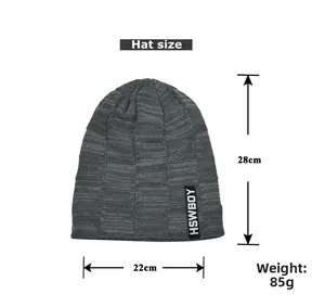 Detailed knit beanie size chart showing dimensions 28cm by 22cm and 85g weight