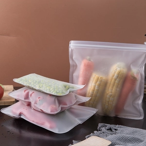 Reusable food-grade EVA storage bags for fresh vegetables and meat organization in kitchen