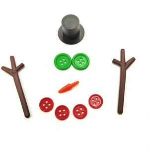 Mini chapeau haut de forme noir, nez carotte et bras pour kit de bonhomme de neige