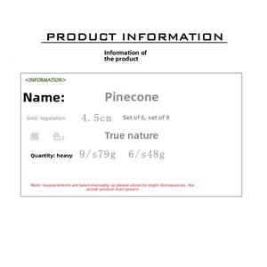 Spécifications de taille pour les ornements de Noël en pommes de pin naturelles 4,5cm