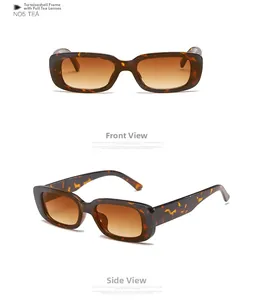 Front and side views of tortoise shell rectangle sunglasses with brown tinted lenses
