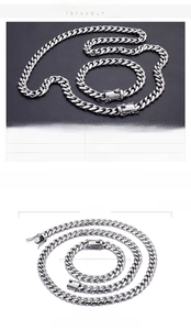 Dimensions détaillées de l'ensemble collier et bracelet gourmette 15mm en acier inoxydable
