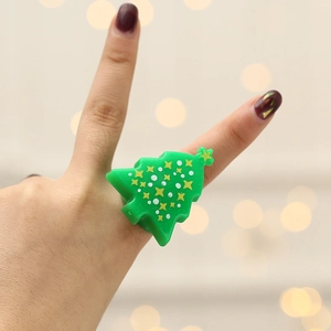 Luminous green Christmas tree soft rubber ring with LED light for party celebration