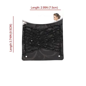 Handmade beaded magic hair comb with black pearls and elastic double row insert design