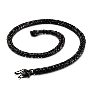 Bold 18K gold plated stainless steel Cuban link necklace for men on white background