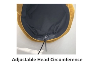 Close-up of adjustable inner lining with black sweatband and sizing drawstrings on the cap