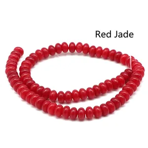 Macro shot of natural red jade abacus beads for DIY necklace jewelry making