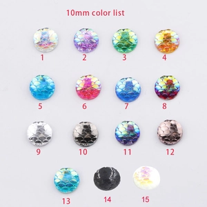 10mm round resin fish scale cabochons in 15 shimmering AB colors for DIY jewelry making