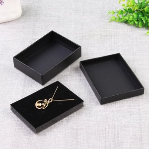 Detailed top view of a black jewelry gift box for necklaces with premium foam insert