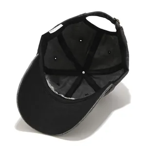 Unisex vintage washed cotton baseball cap with adjustable metal buckle and inner sweatband
