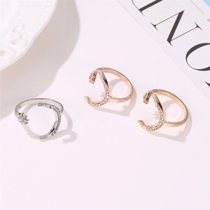 Anelli aperti minimalisti con luna e stella in argento, oro e placcato oro rosa