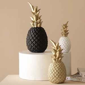 Nordic gold pineapple decorative ornaments in black gold and white for home desktop