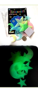 Detailed view of colorful 3cm luminous star stickers with round double-sided adhesive dots