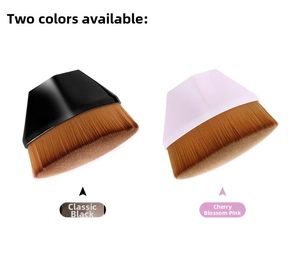 Flat top foundation brush set in classic black and soft pink ergonomic handles