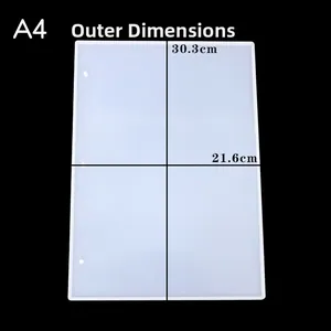 Detailed outer dimensions of A4 silicone resin notebook mold showing 30.3x21.6cm size