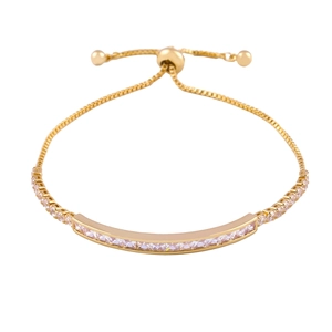 Detailed view of adjustable golden cactus bracelet with sparkling zircon stones