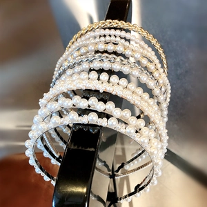 Elegant Artificial Pearl Headbands Rhinestone Metal Chain Hair Hoops For Women Girls Fashion Wedding Party Hair Accessories