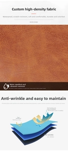 Detail of waterproof scratch-resistant brown synthetic leather texture and structure