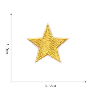 Yellow embroidered five-point star patch, measuring 5.0cm by 5.0cm for clothing repair