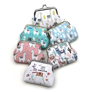 Detailed view of colorful animal print canvas coin purses with secure metal clasps