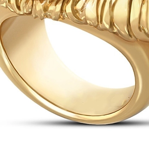 Polished 18k gold plated hip hop lion ring featuring unique wave textures for men
