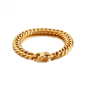 Bracelet À Mailles Gourmette Pour Homme En Acier Inoxydable 316L Chaîne Épaisse Polie Bijoux Hip Hop Punk