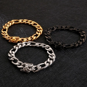 Men's 18K gold plated and stainless steel Cuban link chains in gold, silver, and black