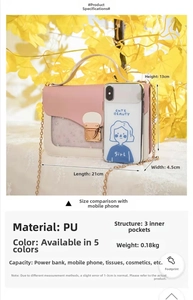 Detail view of pink and white crossbody bag with star sequins and three internal pockets