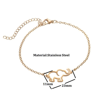 Bracelet minimaliste en acier inoxydable rose doré avec pendentif éléphant ajouré