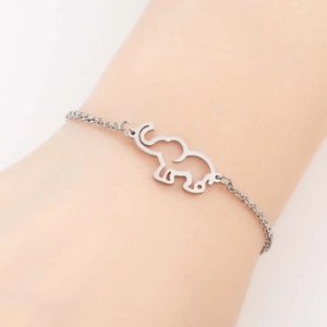 Bracelet Pendentif Éléphant Creux Minimaliste En Acier Inoxydable Bijoux Silhouette Animale Pour Femmes Mode Cadeau