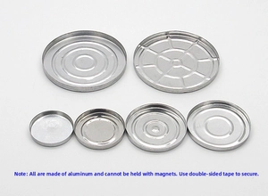 Détail de 6 coupelles rondes en aluminium non magnétique pour le maquillage DIY