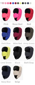 Detail showing 11 color options for the winter thermal trapper hat with mask