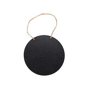 Mini lavagna rotonda in legno da 10cm con corda di canapa per decorazioni casa
