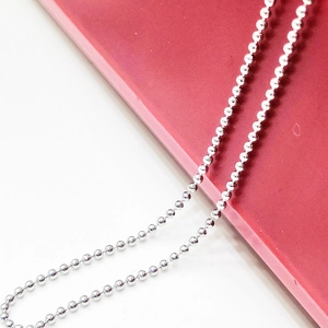 Classica collana in argento sterling 925 con perline d'argento lucido per le donne