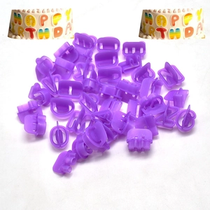 40pcs purple plastic alphabet and number biscuit cutters set for birthday cake decor
