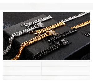 Detailed view of heavy cuban link chain with cubic zirconia stones and metal finish options